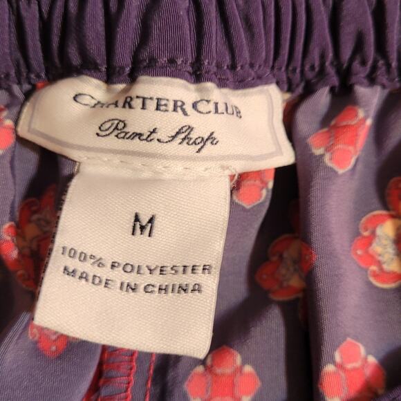 Charter Club Silky Bandana Print Wide Leg Lounge Pants Sz Medium Palazzo Yoga - Picture 5 of 6